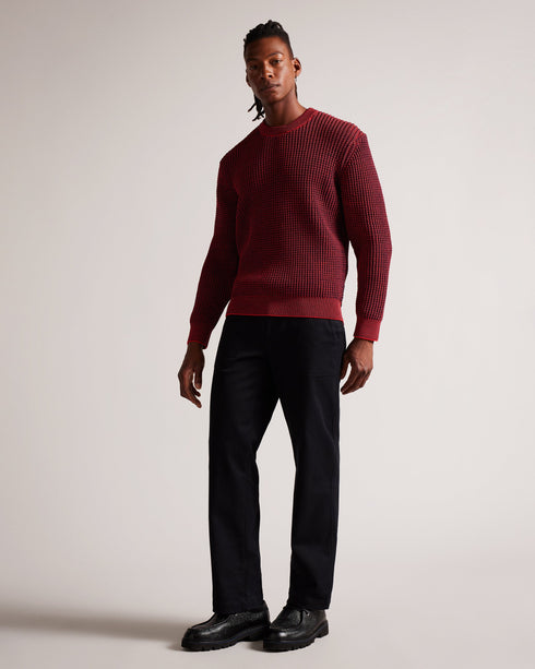 REDEER-Tops-LS Oversized Twisted Yarn Crew- Ted Baker Romania